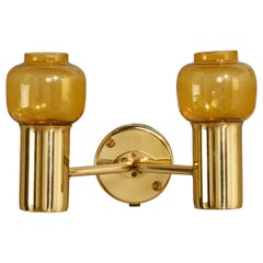 Hans-Agne Jakobsson, Wall Light, Brass, Glass, Sweden, 1960s