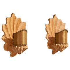 Niklas Snidare, Wall Lights, Wood, Fabric, Sweden, 1970s