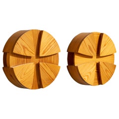 Danish Designer, Wall Lights, Pine, Denmark, 1970s