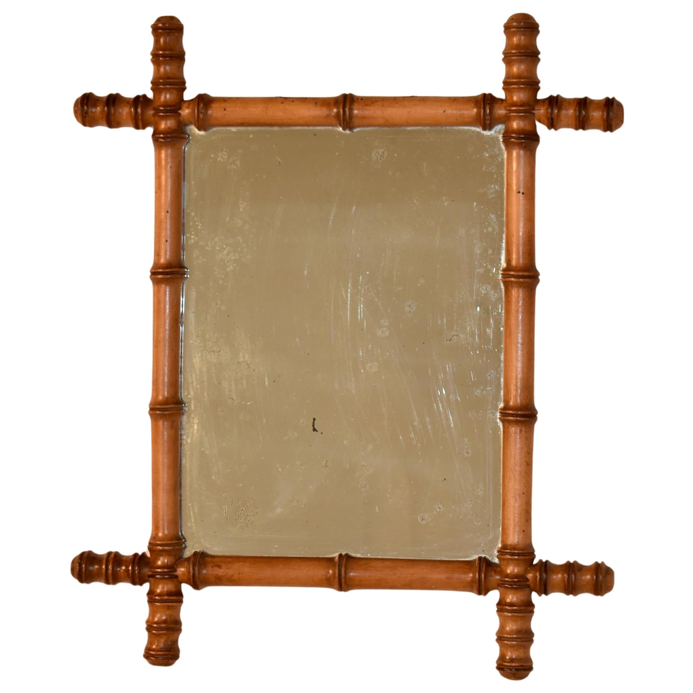Circa 1900 French Faux Bamboo Mirror