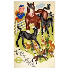 Original Vintage London Underground Poster To The Fields Betty Swanwick TfL