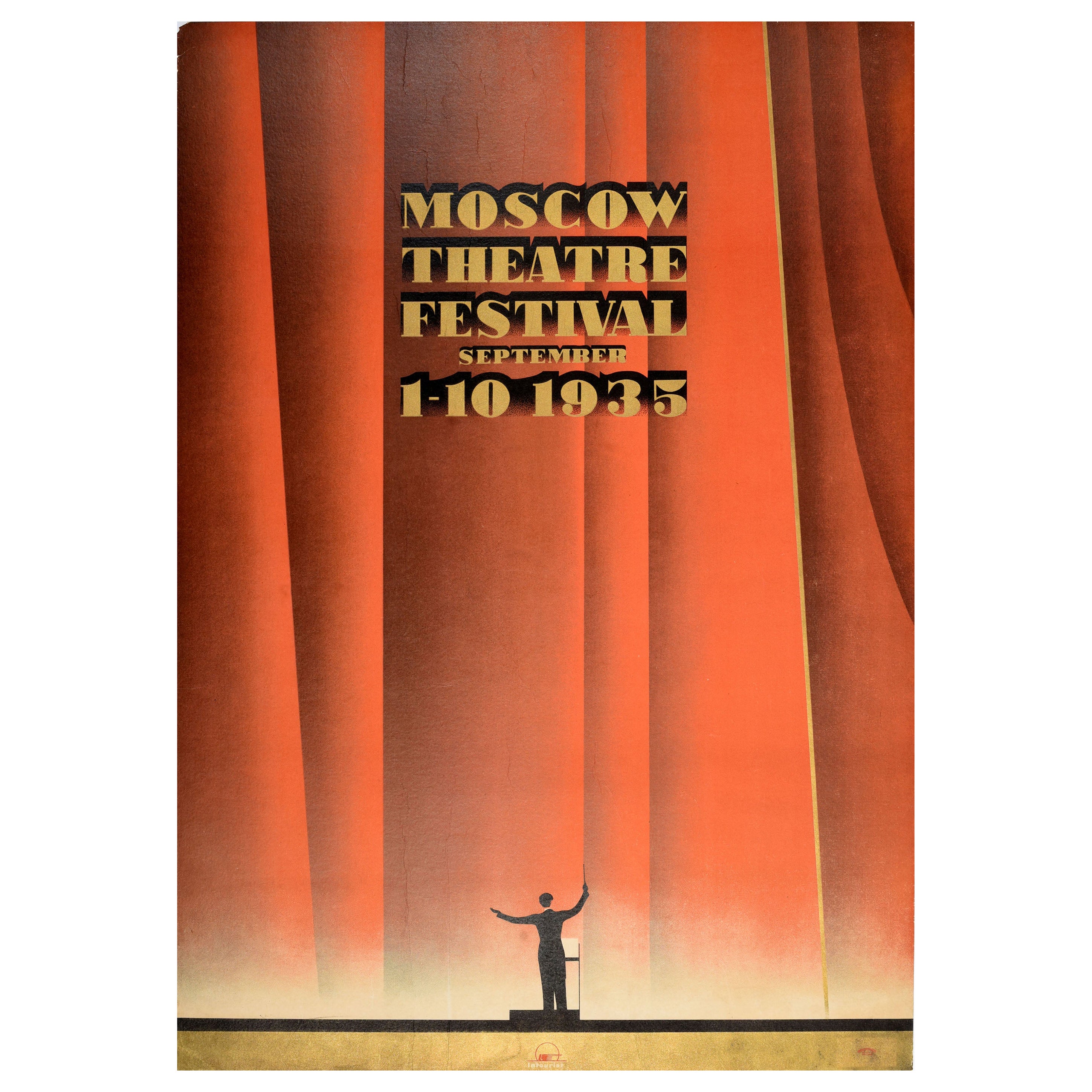 Poster di viaggio originale d'epoca Festival del Teatro di Mosca 1935 Intourist N Zhukov