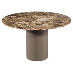 Modern Round Marble Top Dining Table with Column Pedestal
