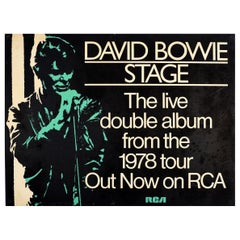 Original Vintage Music Poster David Bowie Stage Live Double Album Rock