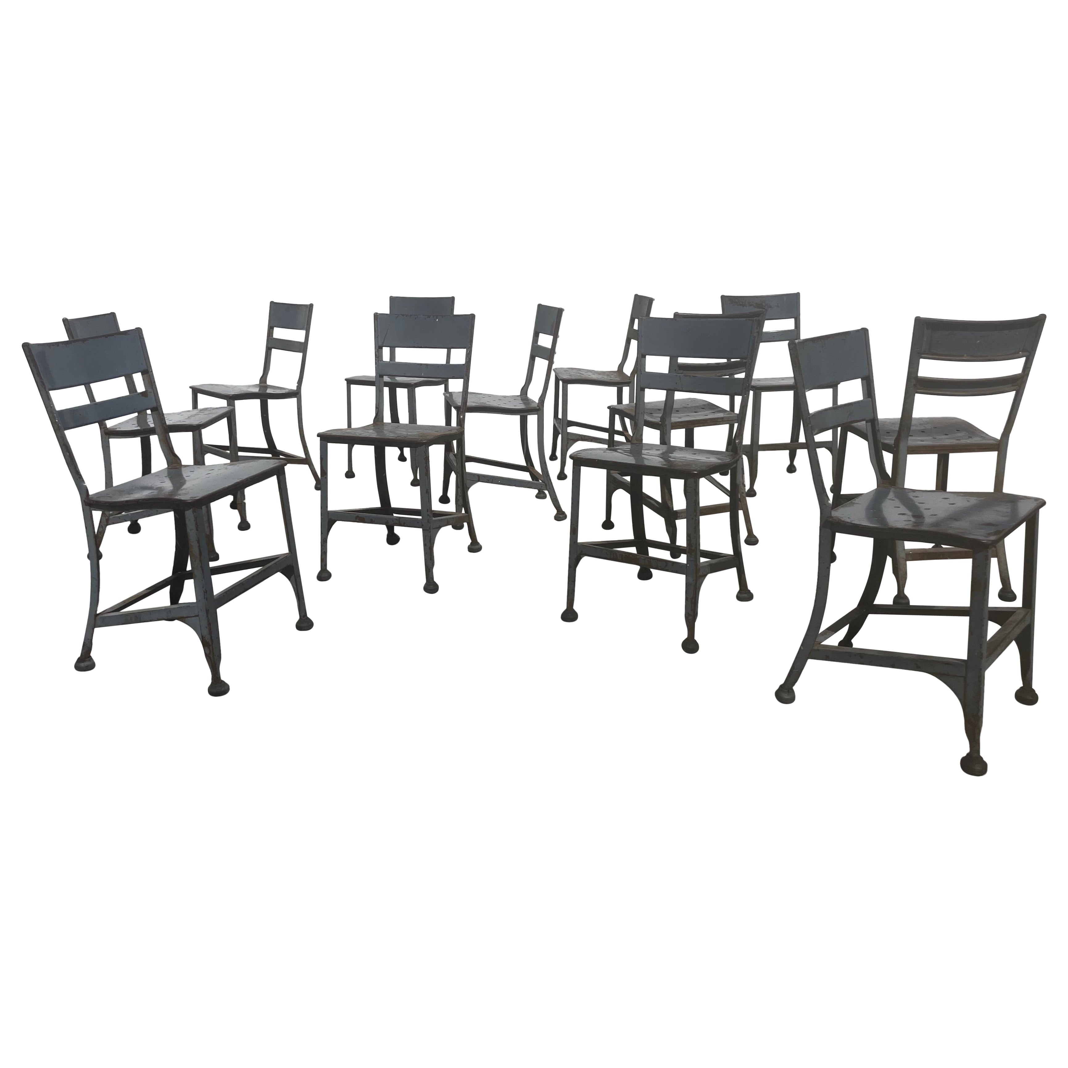 Six Toledo Steel Dining Chair, Industrial, USA, Stunning Patina