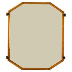 Großer achteckiger Wandspiegel aus Holz, Italien 1960er Jahre