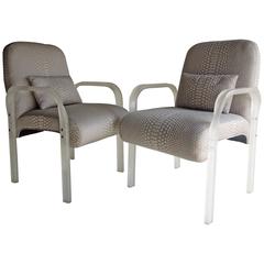 Pair of 70s Glam Retro Modern Frosted Lucite Armchairs