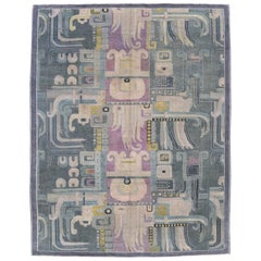 Tapis d'art déco turc fait main du milieu du 20e siècle