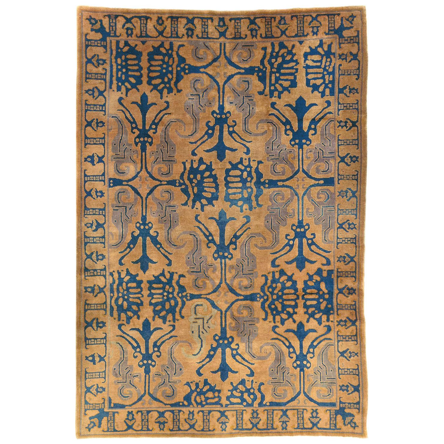 Mid-20th Century Handmade Chinese Art Deco Accent Carpet