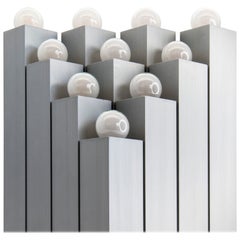 1970s Italian Brutalist 16-Bulb Brushed Aluminum Floor Lamp, Mangiarotti Style