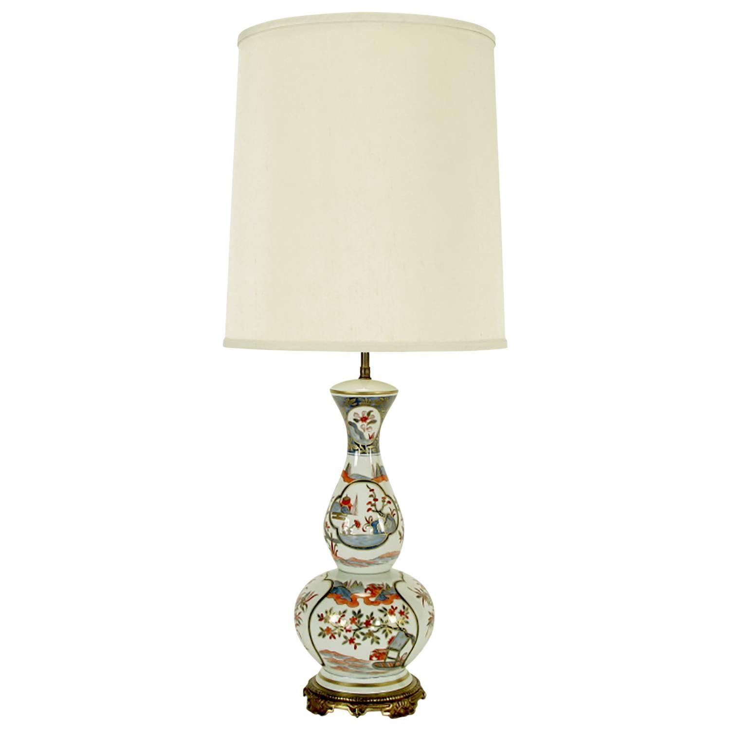 Hand-Painted French Porcelain Chinoiserie Table Lamp For Sale