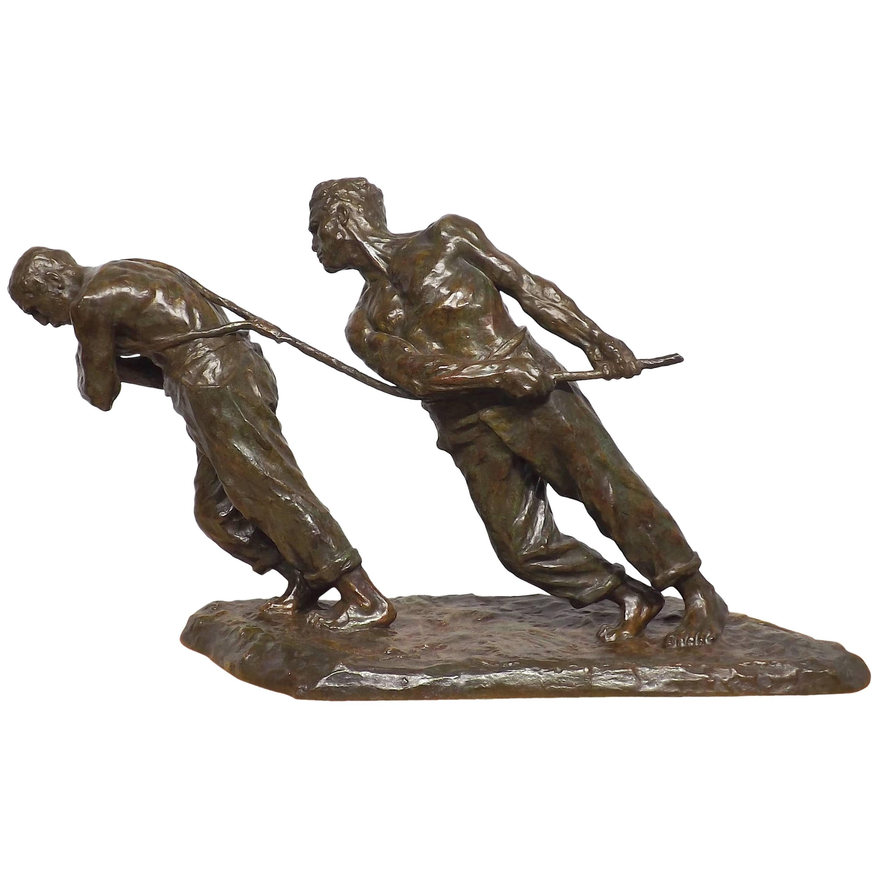 'The Rope Pullers' Original Bronze Sculpture by Victor Demanet For Sale