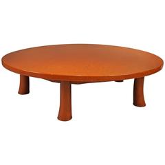 Unusual Five Leg Red Lacquered Coffee Table in the Style of Jean Michel Frank