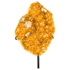 Sculptural Citrine Cluster with Rare Flower Stalactite, Golden Yellow, on Stand