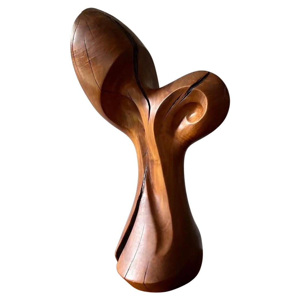 1970s Modernist Freeform Wood Sculpture in Walnut