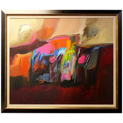 Abstract Original Oil by Terry Richard Signed and Dated 1986