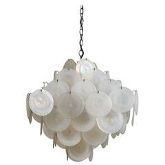 Vistosi Chandelier with Iridescent Murano Glass Discs 10