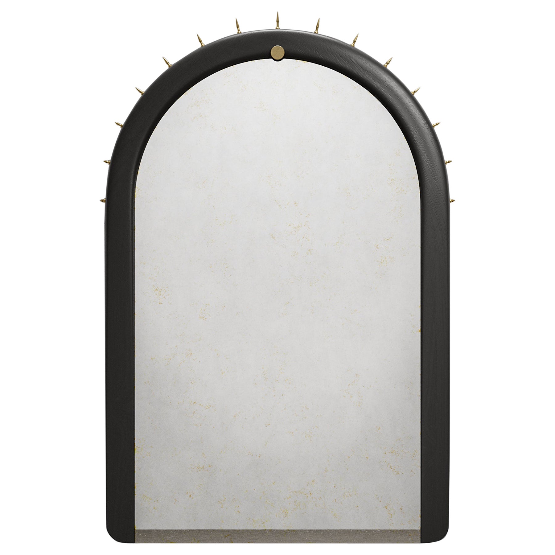 SITIERA_03 Wall Mirror in Solid Wood, Aged Bronze Accents and Aged Mirror