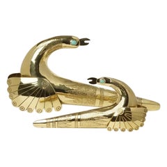 Paire de sculptures d'oiseaux de dragon en laiton des années 1970 par Joaquin Tinta