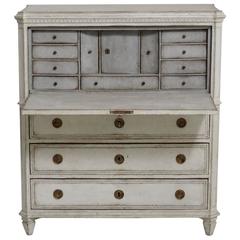 Antique Swedish Gustavian Fall-Front Secretary with Reeded Detail, 19th Century