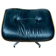 Eames Herman Miller 671 Ottoman in Black Leather and Cherry