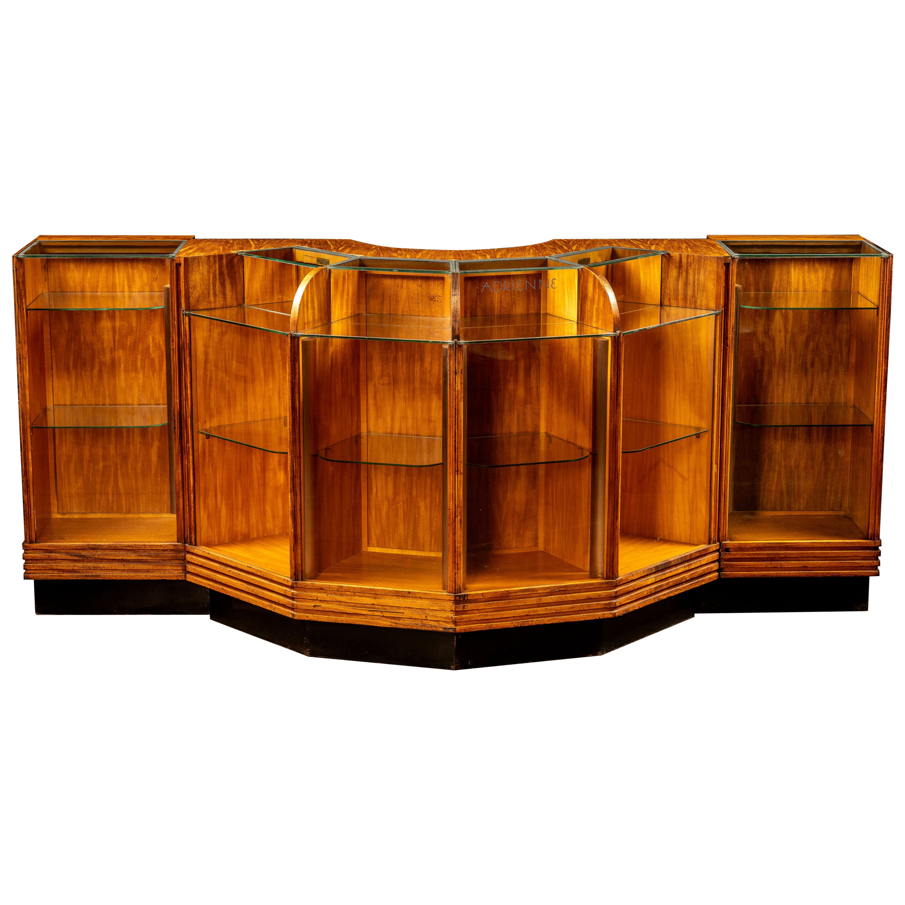 circa 1920 Art Deco Lights Oak Display Counter