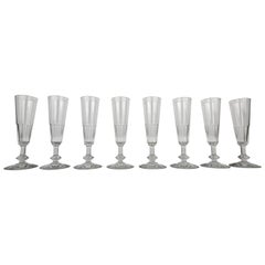 Set of Eight French Champagne Flutes in Glass, Ca. 1870