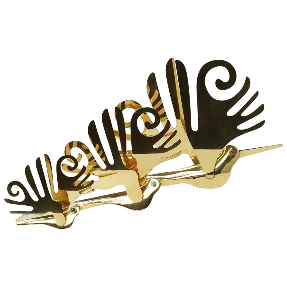 Collection of 3 Brass Pre-Columbian Style Hummingbirds by Joaquin Tinta