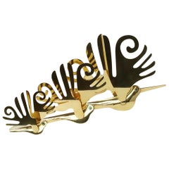 Collection of 3 Brass Pre-Columbian Style Hummingbirds by Joaquin Tinta