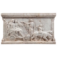 Solid Marble Hand-Carved Relief of Triumph of Bacchus