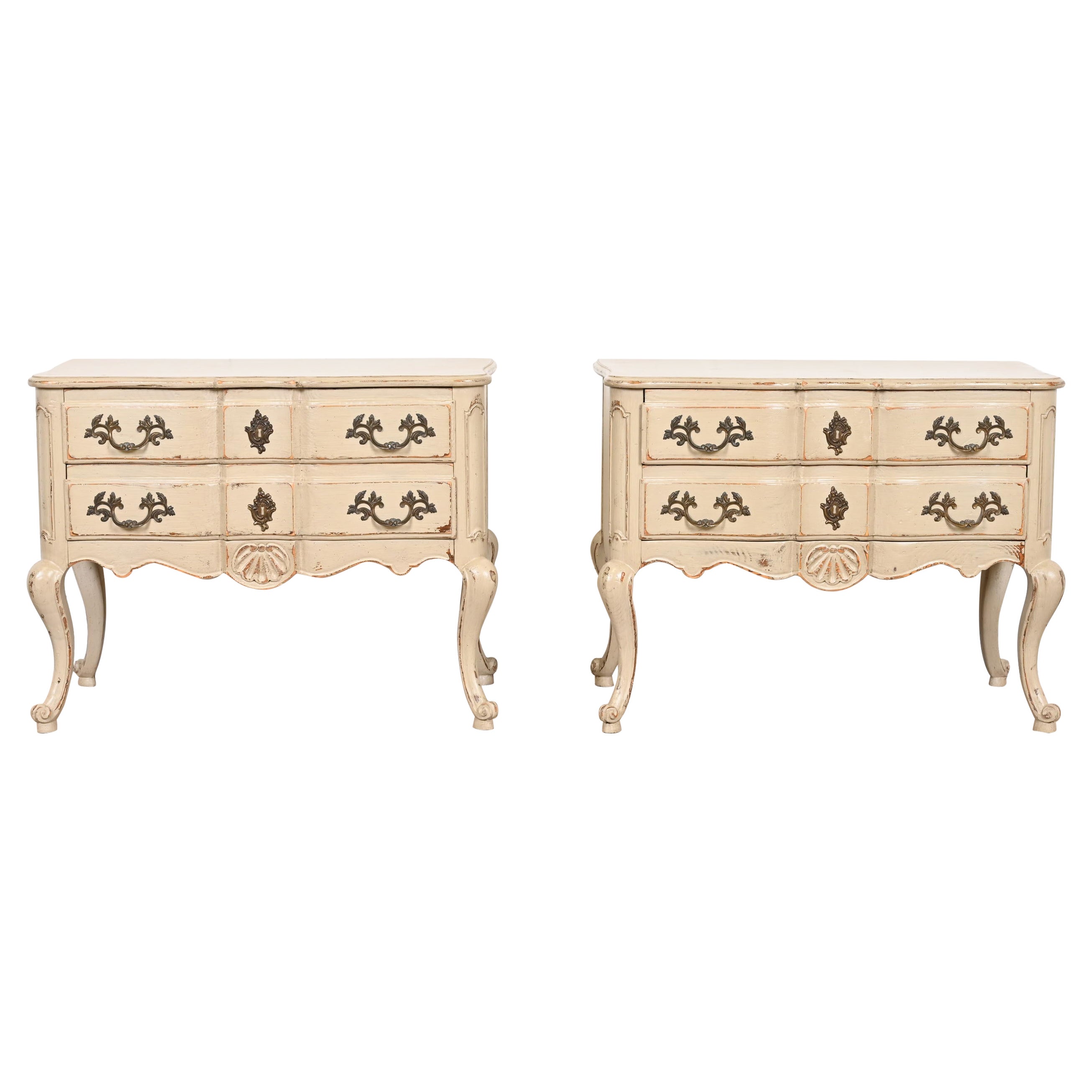 Baker Furniture - Commodes Luigi XV Dipinti in Taupe, Coppia