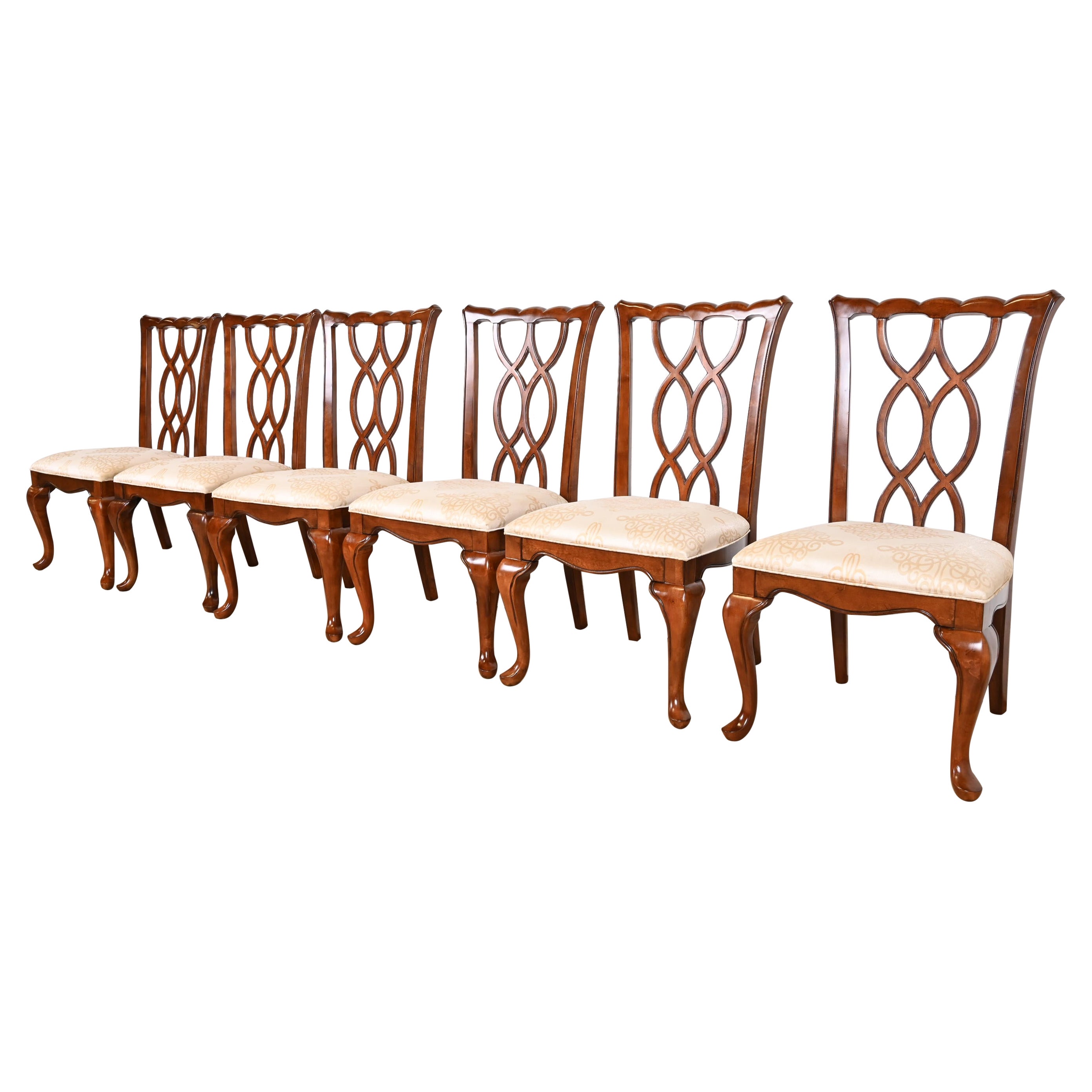 Thomasville Georgian Carved Mahogany Dining Chairs, Set of Six For Sale
