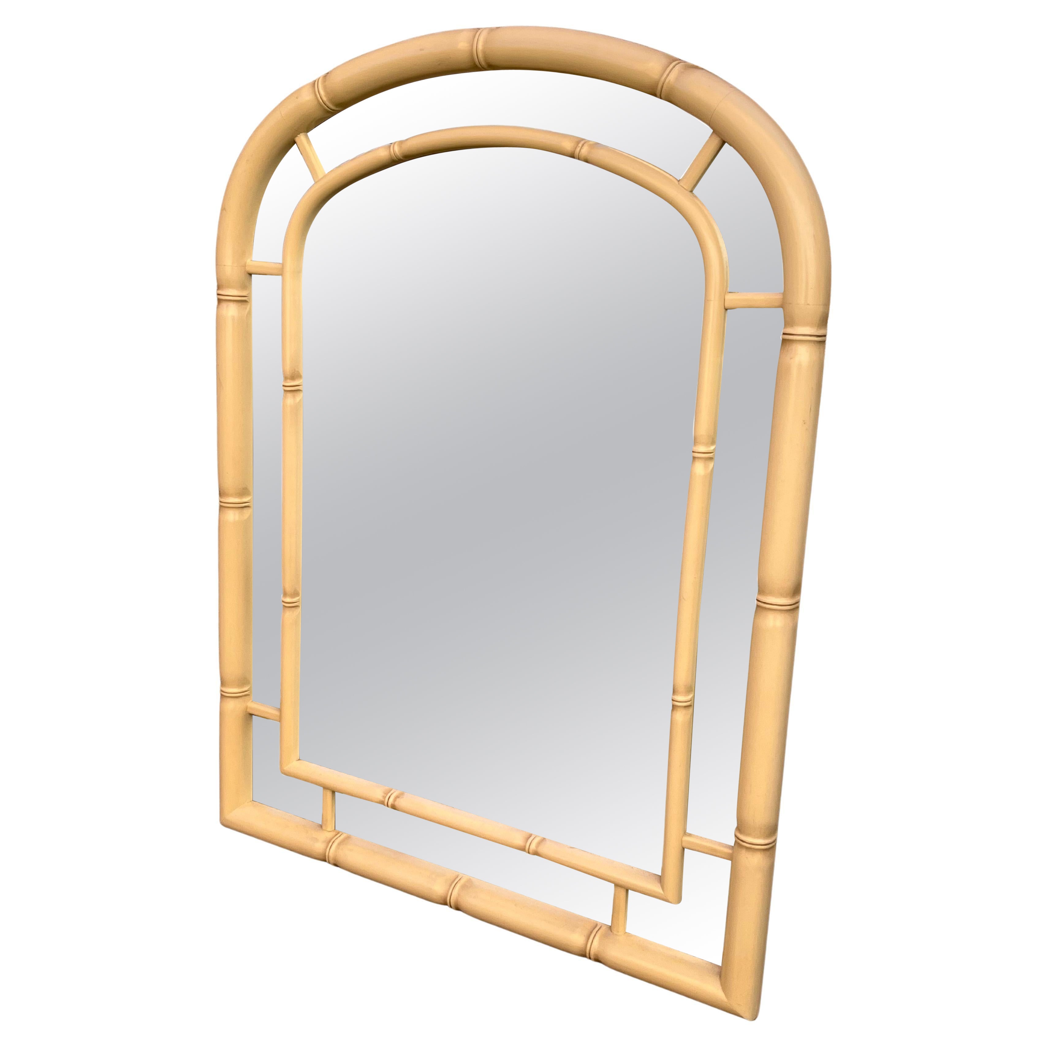 Large Mid-Century Bamboo Wall Mirror, 1960s Italian Design