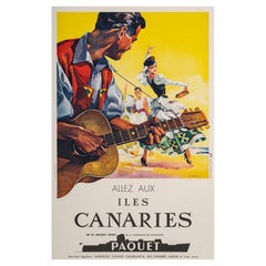Revest, Cartel Vintage Original, Islas Canarias, Paquet Liner, Flamenco, 1950