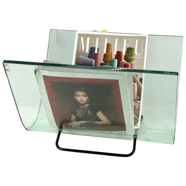 Mid-Century Italian Fiam Italia Glass Magazine Rack Stand For Sale at ...