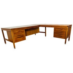 Jens Risom Walnut Executive Desk with Return Circa 1960s