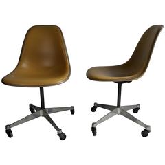 Pair of Mid-Century Modern Charles and Ray Eames Padded Desk Chairs