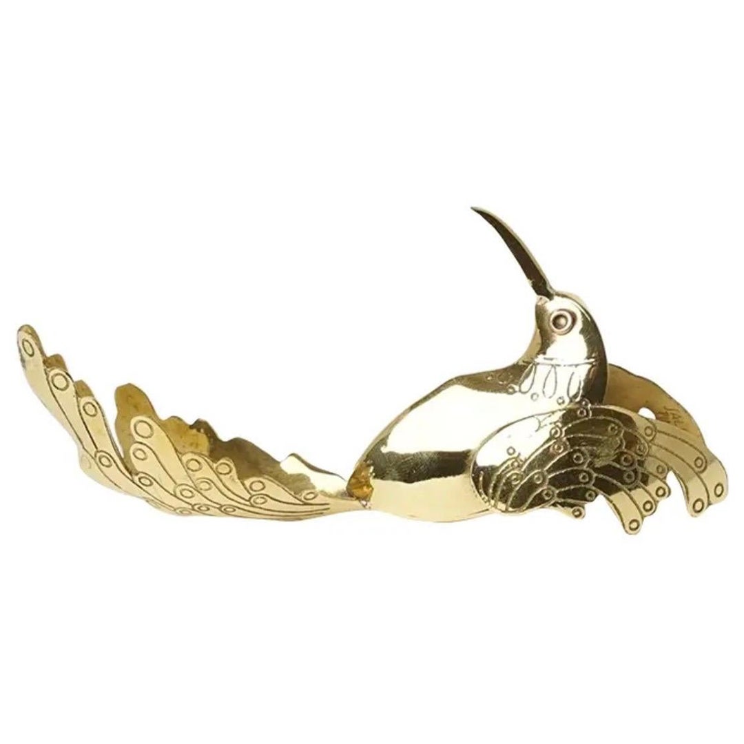 Brass Hummingbird in Flight Sculpture by Joaquin Tinta
