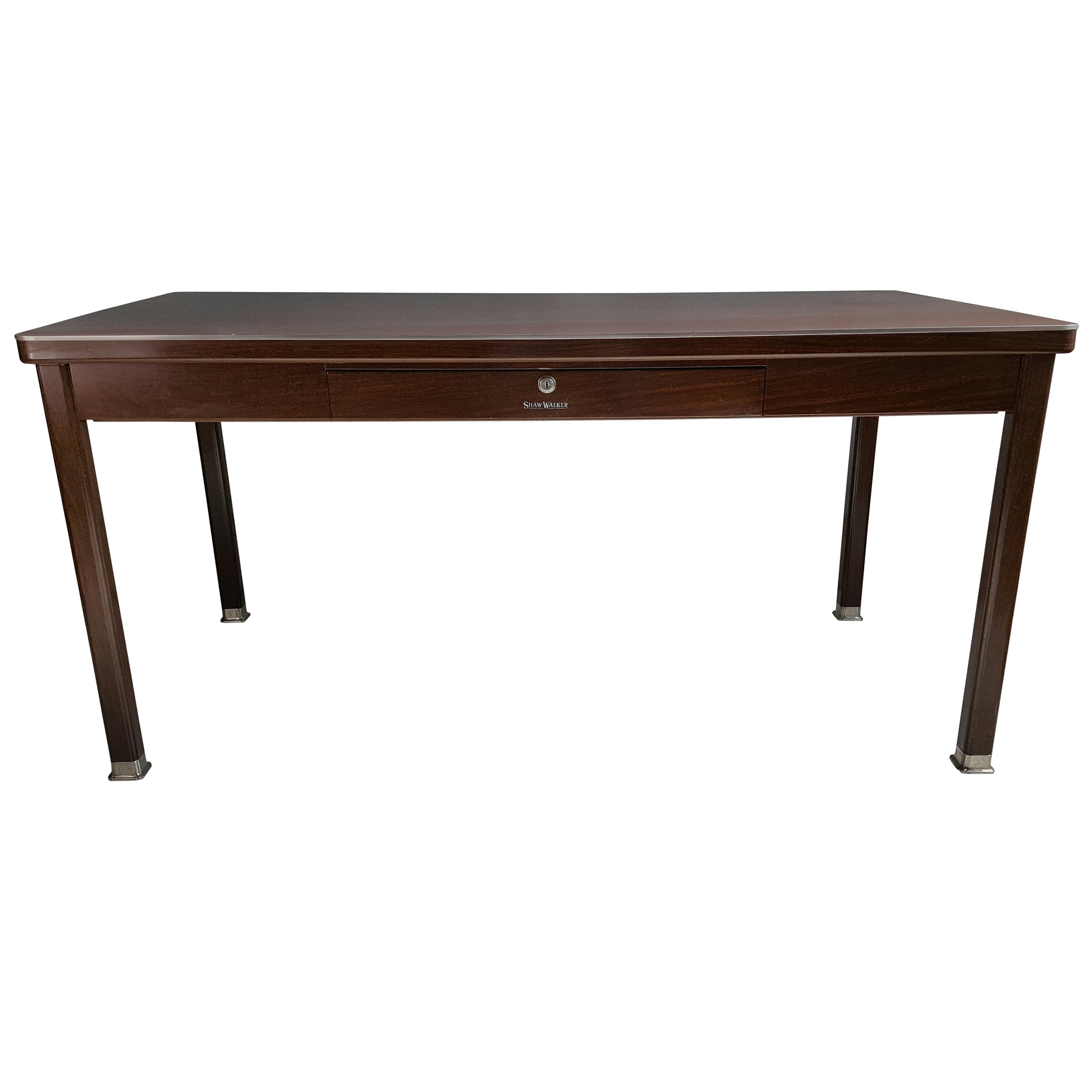 Classic Modernist Shaw Walker Steel Desk Writing Table For Sale At