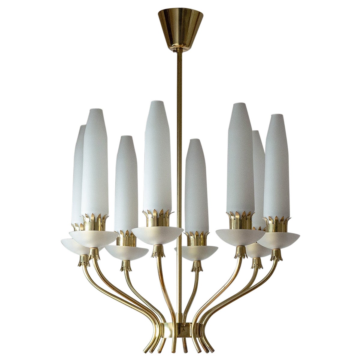 Lampadario in ottone e vetro di Falkenbergs, circa 1960