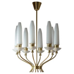 Brass and Glass Chandelier by Falkenbergs, circa 1960