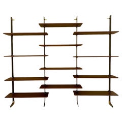 Steel, brass and wood bookshelf, model LiB2, Ignazio Gardella, for Azucena.