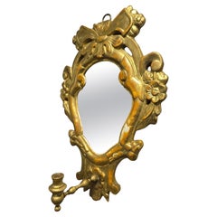 Small 19th-Century Giltwood Cornucopia Mirror with Candle Arm
