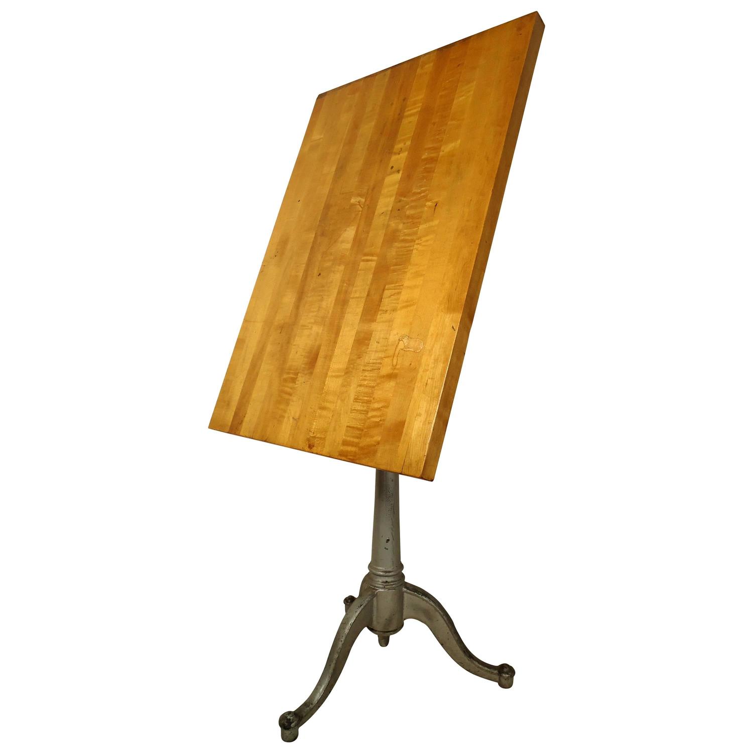 MidCentury Butcher Block Drafting Table For Sale at 1stdibs