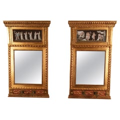 Antique Pair of 1790 Gustavian Mirror Wall Sconces