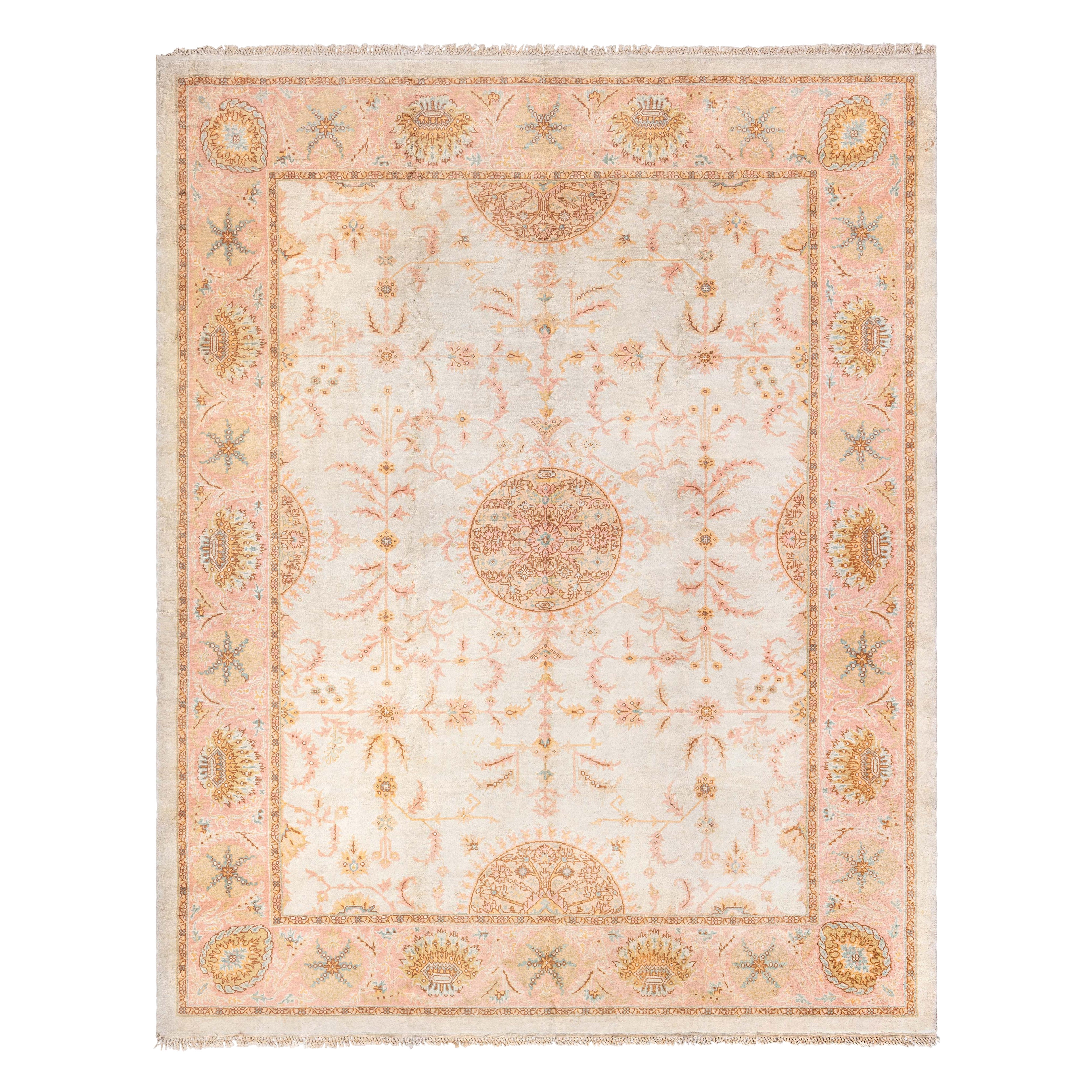 Doris Leslie Blau Vintage Botanic Turkish Oushak Handmade Wool Rug