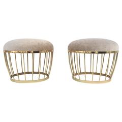 Polished Brass Ottomans by Russell Woodard