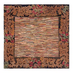 Doris Leslie Blau Alfombra Antigua Americana Enganchada Vibrante