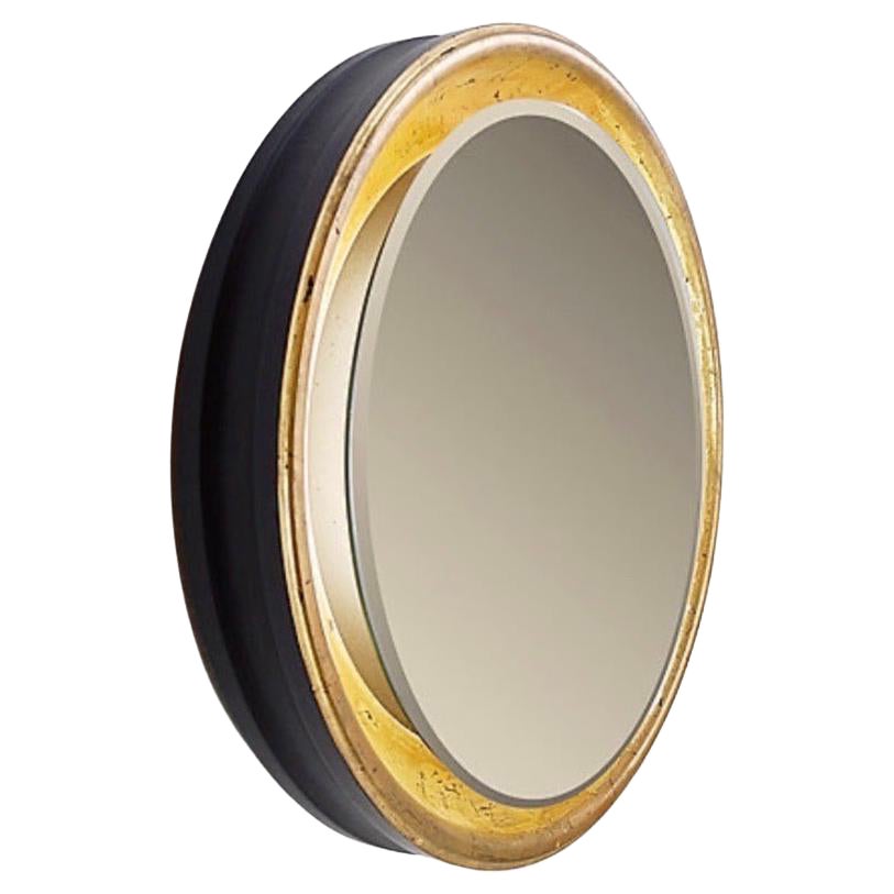 Grand miroir mural rond feuille d'or - années 1960