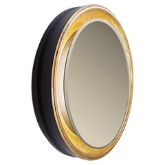 Large round wall light mirror gold leaf - 1960s
